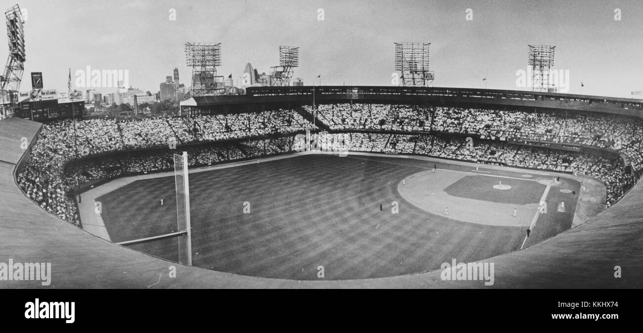 Tiger Stadium en 1961, stade de l'équipe de baseball des Detroit Tigers Major League, qui présente le site emblématique pendant une saison de baseball professionnel. Banque D'Images