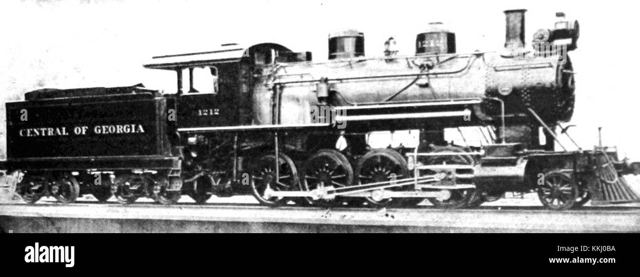 La Central of Georgia 2-8-0 Baldwin locomotive, construite en 1907, était une locomotive à vapeur utilisée par le Central of Georgia Railway. Il représente la conception standard pour le service de fret au début du XXe siècle. Banque D'Images