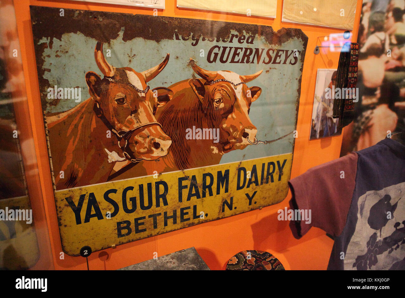 Yasgur Farm Dairy est célèbre pour son lien avec le Festival de Woodstock, et est reconnu par le Rock and Roll Hall of Fame. La ferme a joué un rôle clé dans l'accueil de l'événement musical emblématique de 1969 qui a défini une génération. Banque D'Images