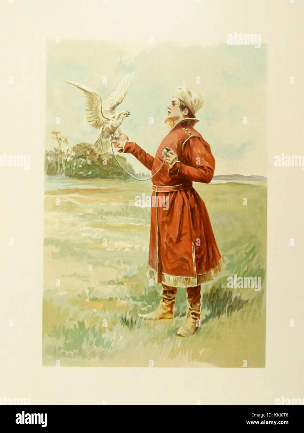 Kutepov's Hunting v.1 est un document historique ou un livre lié aux techniques et pratiques de chasse. La page 188a présente un fauconnier, mettant en valeur les méthodes de chasse traditionnelles qui impliquent des oiseaux de proie. Banque D'Images