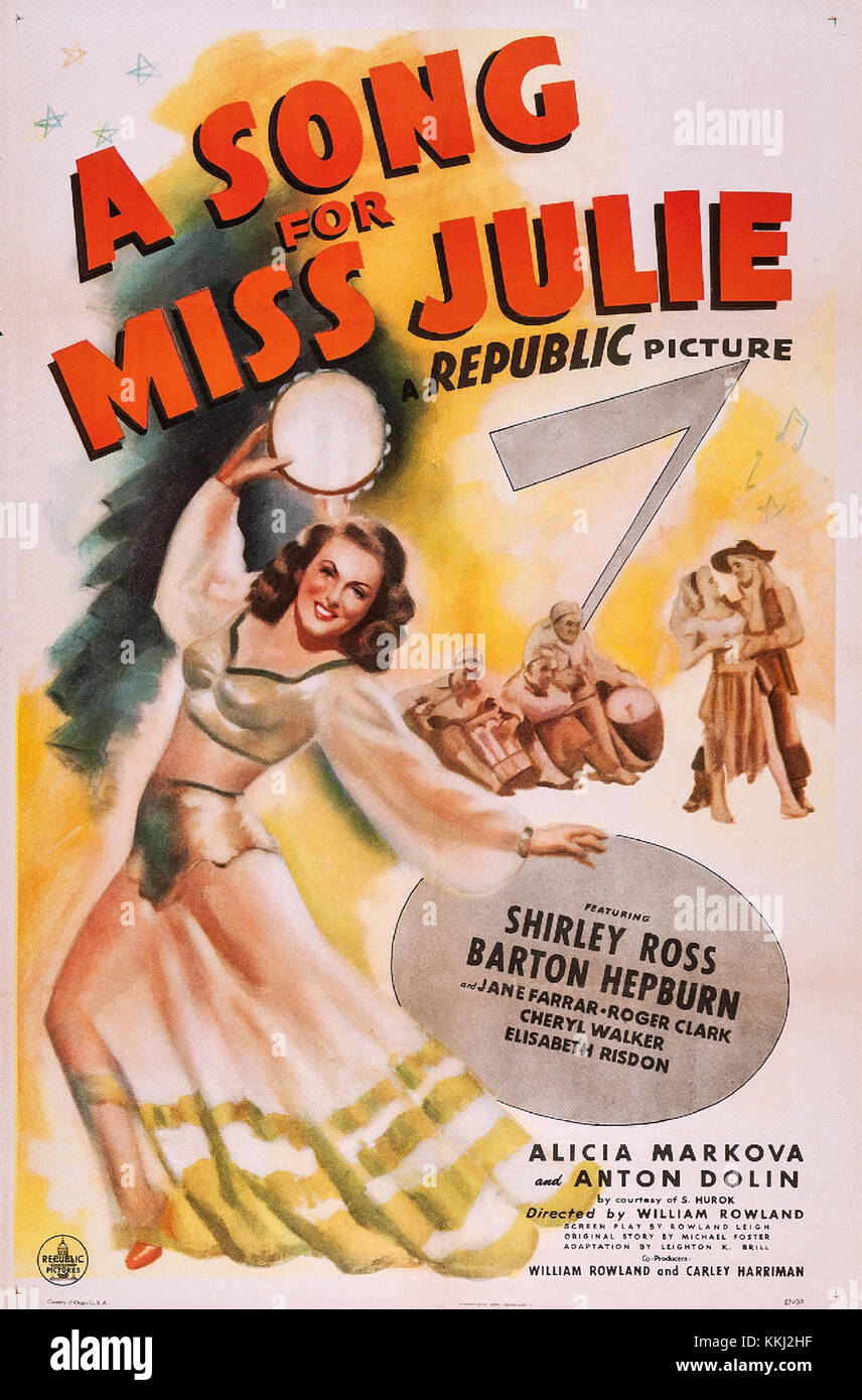 L'affiche du film A Song for Miss Julie présente le récit dramatique du film, qui suit les complexités du parcours du personnage principal. Banque D'Images