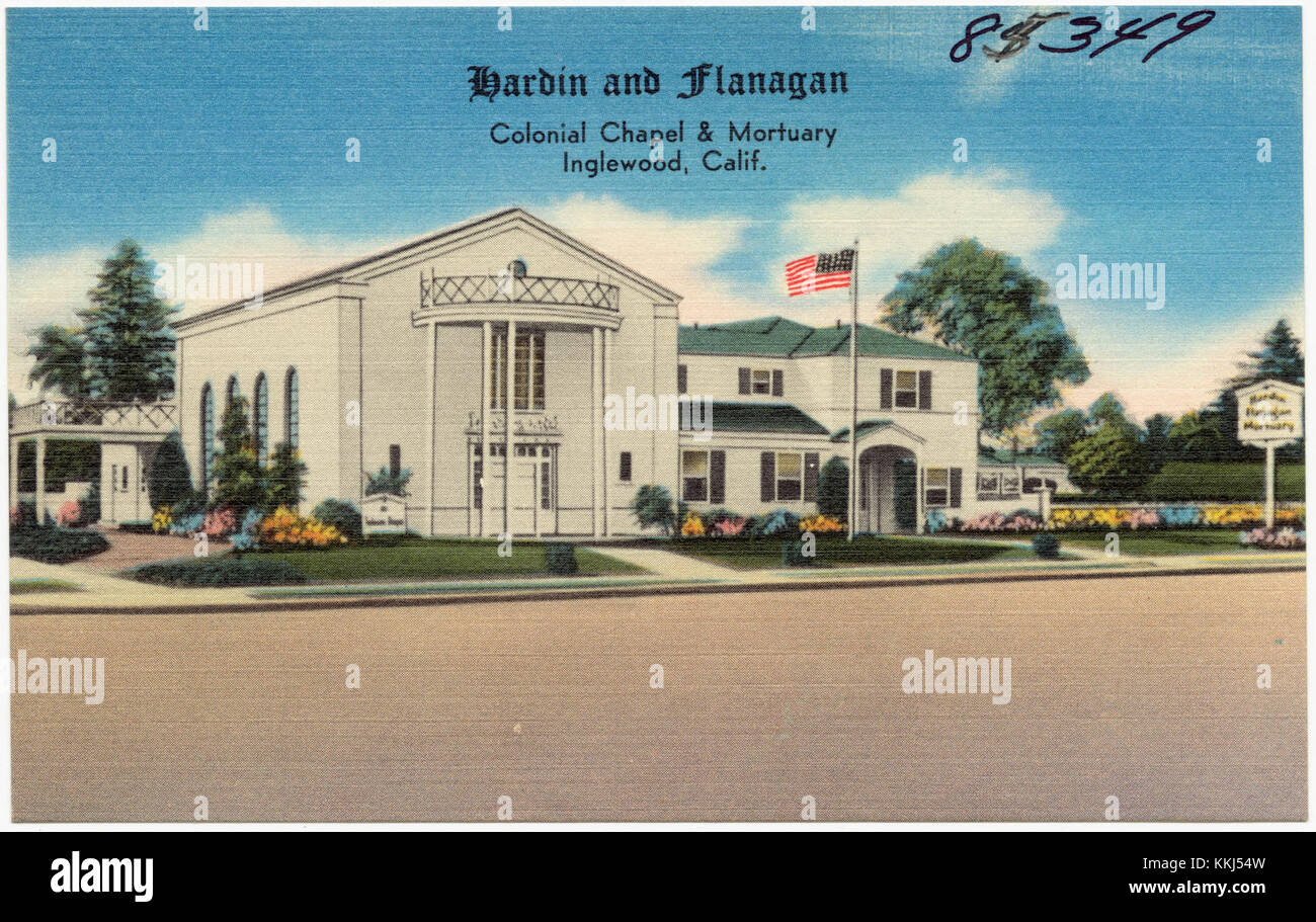 Hardin and Flanagan est une maison funéraire située à Inglewood, en Californie. La chapelle et la morgue coloniale offrent des services funéraires, des services de crémation et des arrangements commémoratifs, servant la communauté locale avec dignité et professionnalisme. Banque D'Images Hardin and Flanagan est une maison funéraire située à Inglewood, en Californie. La chapelle et la morgue coloniale offrent des services funéraires, des services de crémation et des arrangements commémoratifs, servant la communauté locale avec dignité et professionnalisme. Banque D'Images