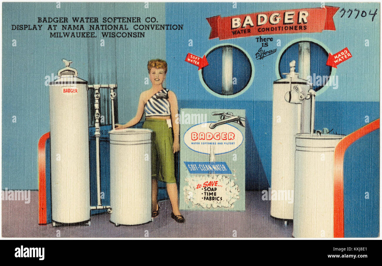 Le Badger Water Softener Co. a présenté ses produits à la Nama National Convention à Milwaukee, Wisconsin, présentant la technologie d'adoucissement de l'eau et ses avantages. Banque D'Images
