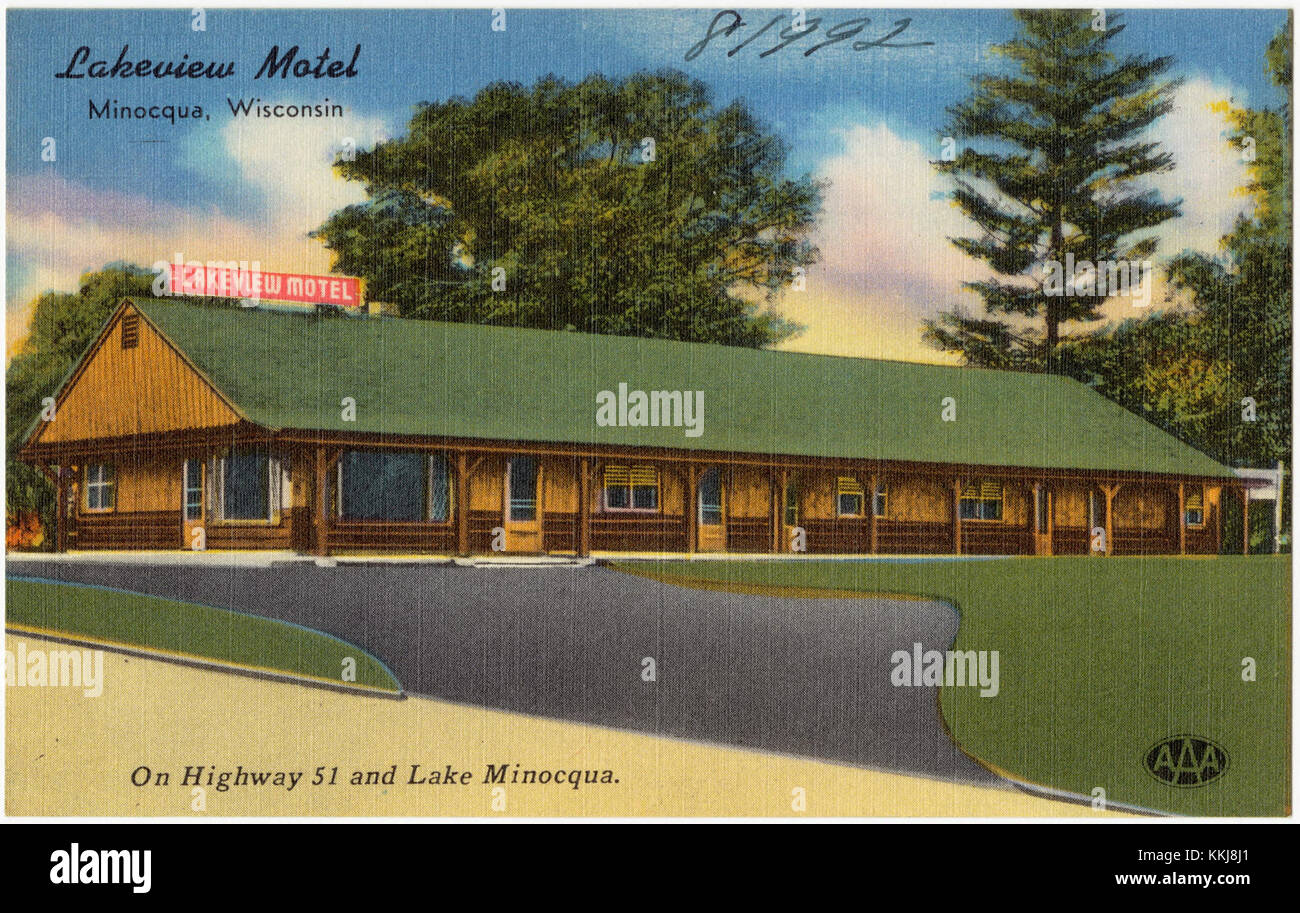 Lakeview Motel, Minocqua, Wisconsin, sur la Highway 51 et le lac Minocqua (81992) Banque D'Images