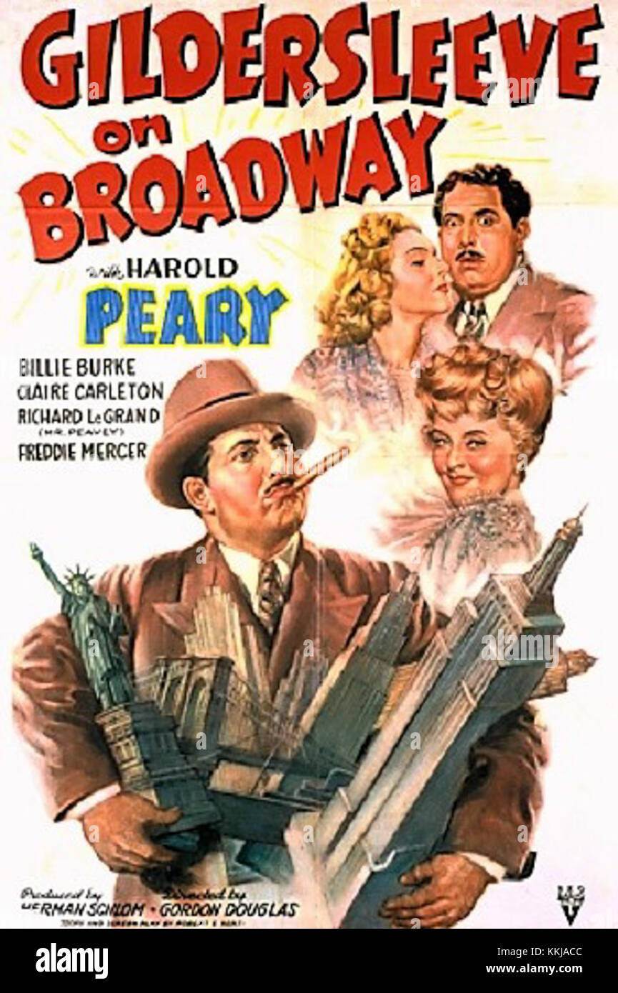 Une affiche pour le film de 1943 'Gildersleeve on Broadway', qui fait partie d'une série de films comiques mettant en vedette le personnage de Gildersleeve. Le film représente une partie du cinéma américain des années 1940. Banque D'Images