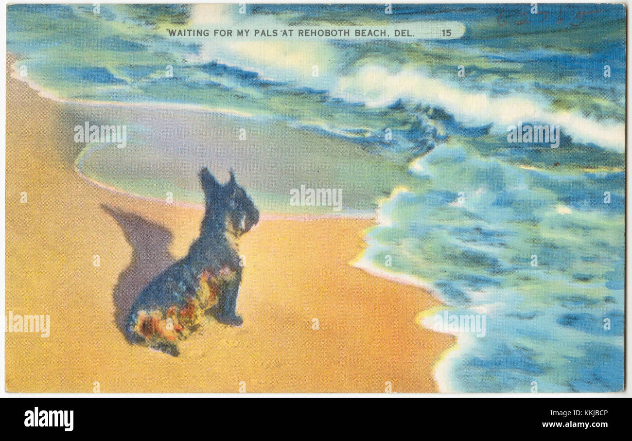 Un moment nostalgique capturé à Rehoboth Beach, Delaware, montrant des gens qui attendent des amis le long de la rive sablonneuse, populaire pour ses activités de plage et sa communauté dynamique. Banque D'Images