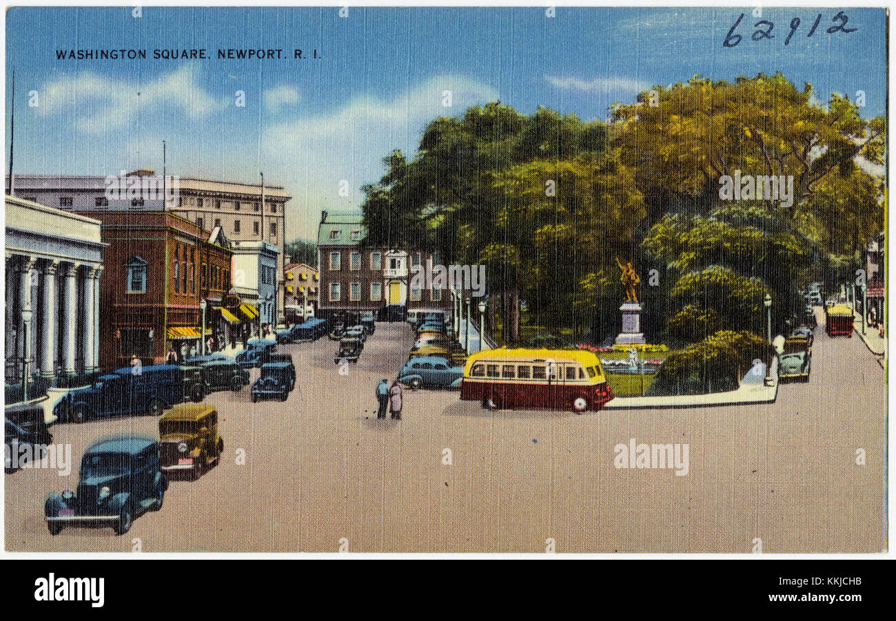 Washington Square à Newport, Rhode Island, est un quartier historique connu pour ses bâtiments de l'époque coloniale et son rôle dans la culture locale et la vie communautaire. Il reflète le patrimoine architectural et l'importance historique de la ville. Banque D'Images