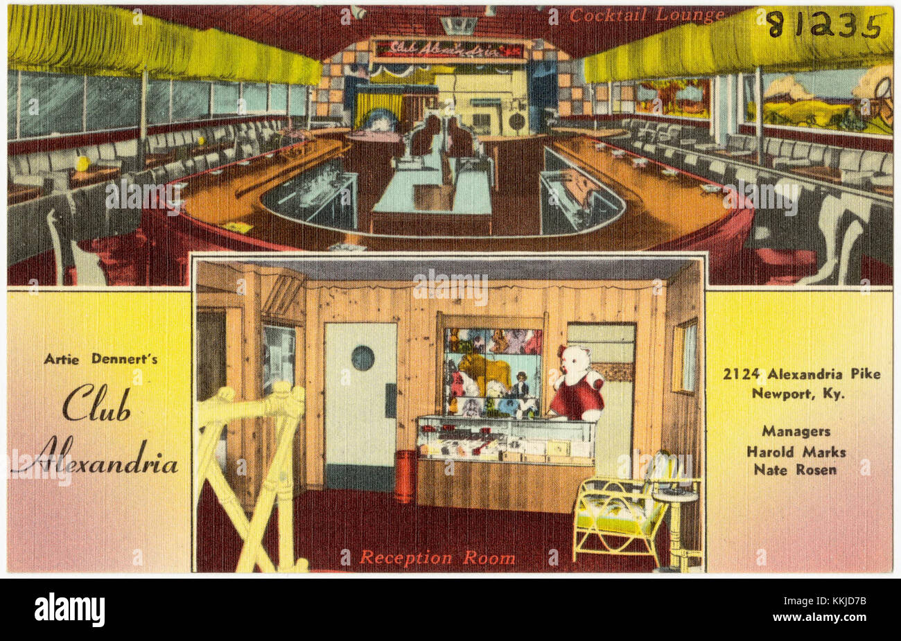 Artie Dennert's Club Alexandria, situé au 2124 Alexandria Pike à Newport, Kentucky, représente un lieu social ou récréatif dans la région. Il a une signification en tant qu'établissement culturel à Newport. Banque D'Images