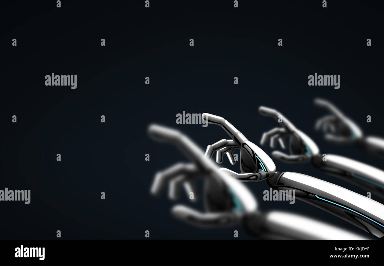 Les mains du robot sur fond noir Banque D'Images