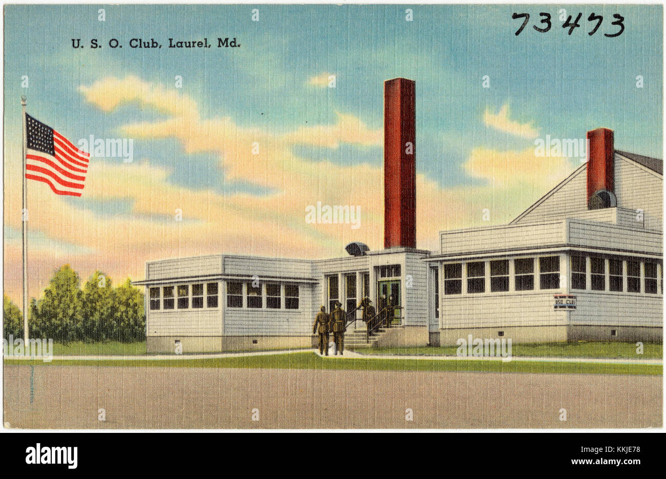 L'image montre le club U.S.O. à Laurel, Maryland. Le U.S.O. est un organisme qui soutient le personnel militaire et fournit divers services aux militaires et à leurs familles. Banque D'Images
