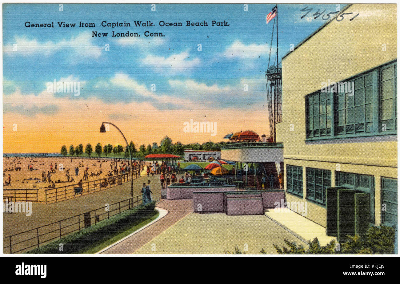 Une vue panoramique depuis Captain Walk à Ocean Beach Park à New London, Connecticut. Cette région offre des vues panoramiques sur long Island Sound et est un lieu de loisirs populaire. Banque D'Images