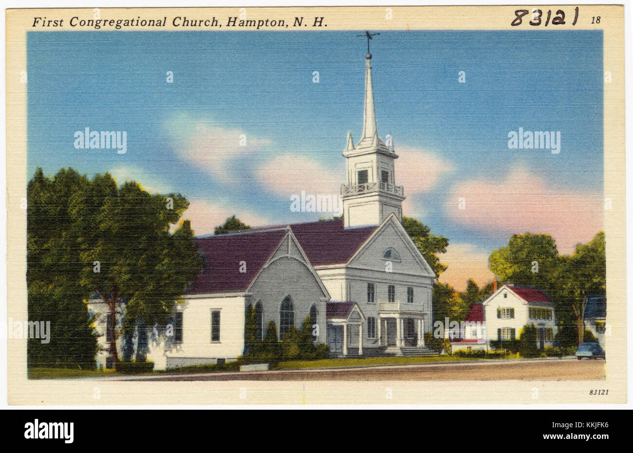 La première église congrégationnelle de Hampton, New Hampshire, construite au XVIIIe siècle, est un exemple significatif de l'architecture de l'église coloniale américaine. Banque D'Images