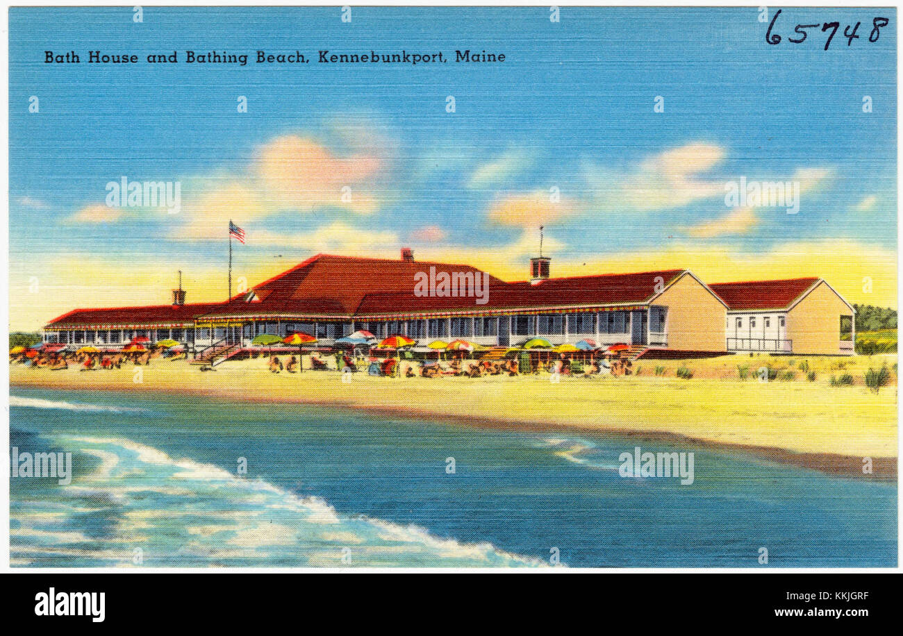 Les bains publics et la plage de baignade à Kennebunkport, dans le Maine, offrent un emplacement pittoresque pour la baignade et la détente. La région est un endroit populaire pour les visiteurs à la recherche d'une expérience en bord de mer. Banque D'Images