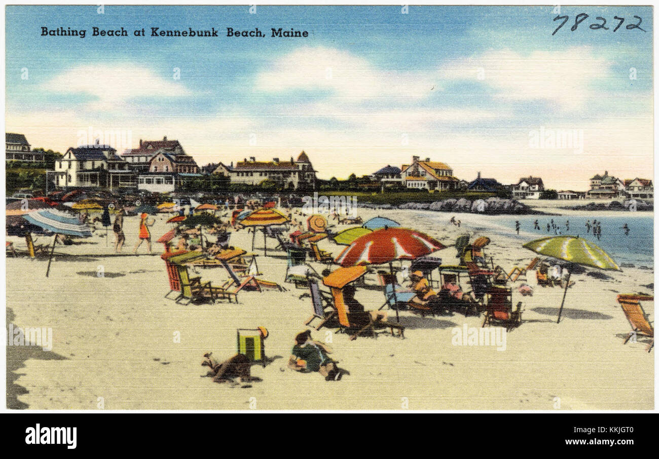 Kennebunk Beach dans le Maine est une destination côtière populaire connue pour ses rives sablonneuses, ses vues panoramiques et ses possibilités de loisirs. La plage est fréquentée par les visiteurs pour nager, bronzer et profiter de la beauté naturelle du littoral. Banque D'Images