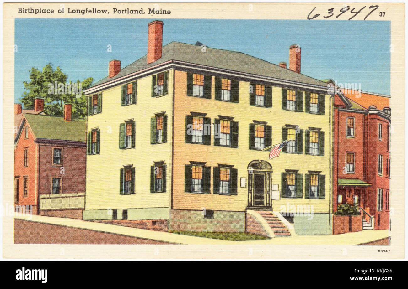 Photographie du lieu de naissance du poète Henry Wadsworth Longfellow, situé au 63947 Fore Street, Portland, Maine. Banque D'Images