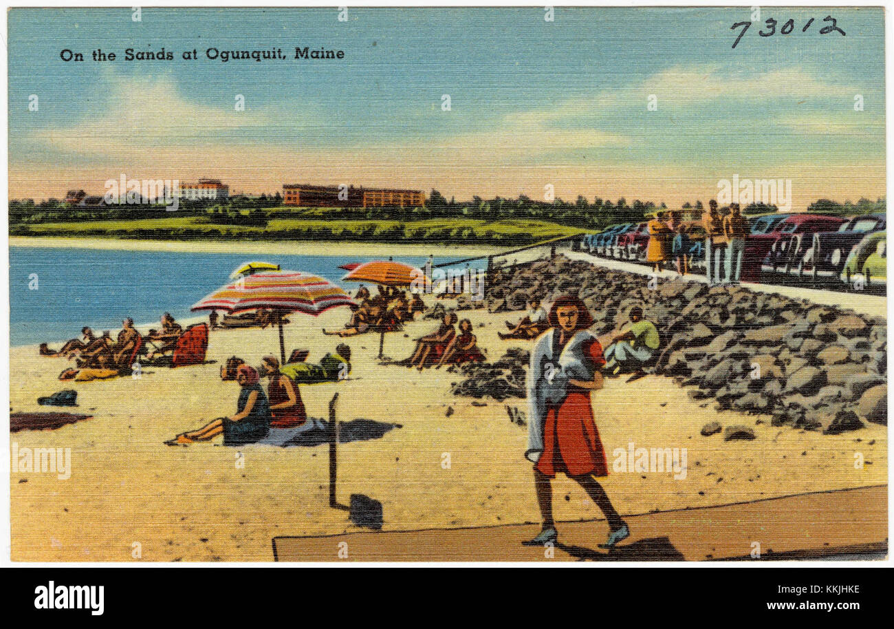 Une vue panoramique sur les sables à Ogunquit, Maine, capturant la beauté naturelle et le paysage côtier de cette ville balnéaire populaire de Nouvelle-Angleterre. Banque D'Images