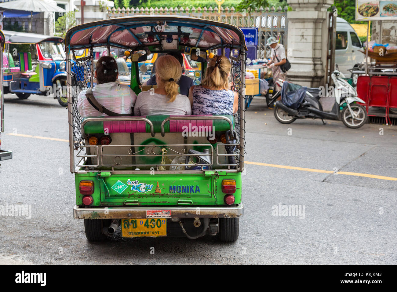 Bangkok, Thaïlande. Tuk-tuk, une motocyclette à trois roues Taxi. Banque D'Images
