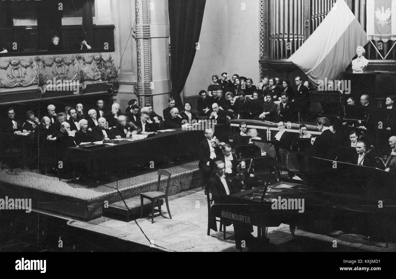 Le concours Chopin de 1937 a été un événement remarquable de la musique classique, célébrant les œuvres du compositeur FrÃ©dÃ©RIC Chopin. Il présentait des pianistes du monde entier qui participaient à un concours prestigieux. Banque D'Images