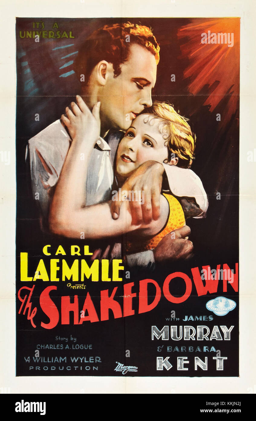 The Shakedown (1929) est un film muet, et l'affiche présente son matériel promotionnel de l'ère du cinéma muet, en mettant l'accent sur l'œuvre d'art. Banque D'Images