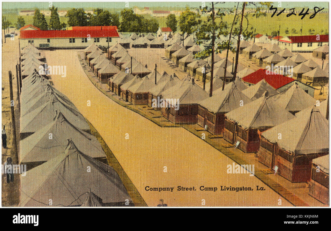Company Street dans le camp Livingston, Louisiane, fait référence à une installation militaire, peut-être liée à la première Guerre mondiale. Le camp Livingston était une importante base d'entraînement de l'armée américaine pendant la guerre, contribuant aux opérations militaires et à la formation des soldats. Banque D'Images
