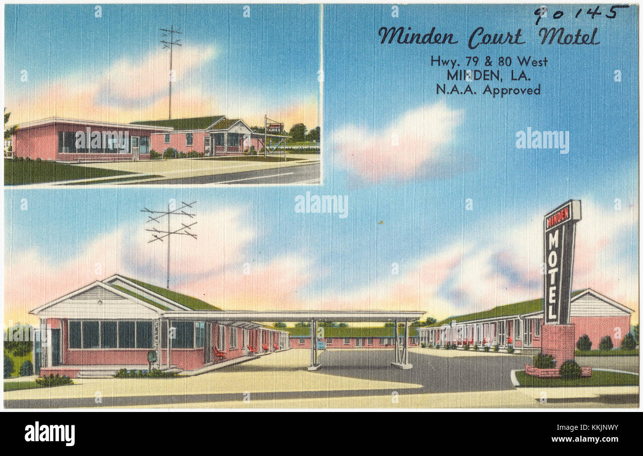 Le Minden court Motel, situé à l'intersection de la Highway 79 & 80 West à Minden, Louisiane, est un établissement d'hébergement local offrant un hébergement pour les voyageurs de passage dans la région. Banque D'Images