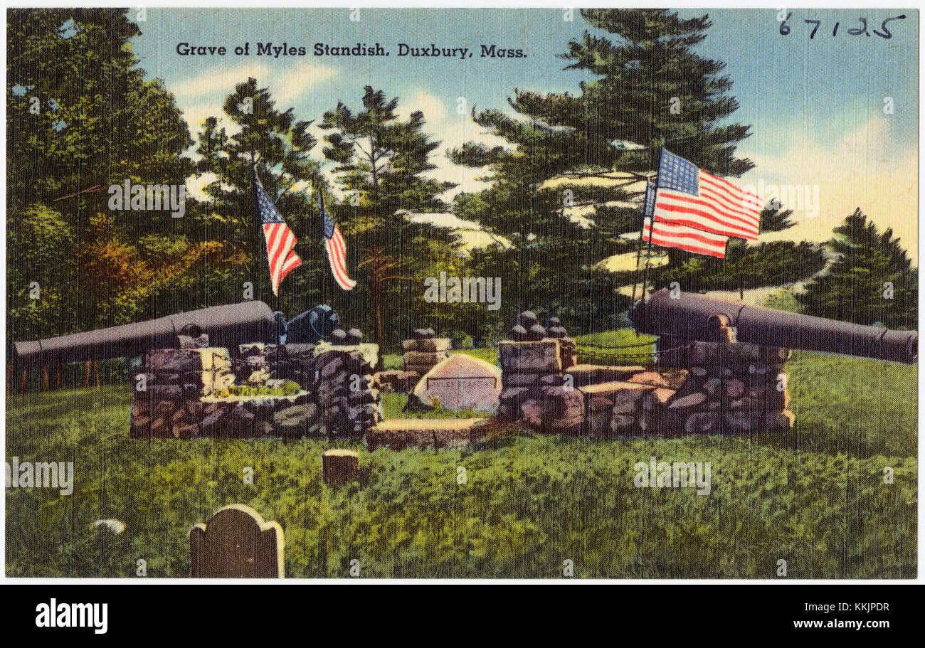 La tombe de Myles Standish, une figure importante de l'histoire coloniale américaine, située à Duxbury, Massachusetts. Banque D'Images