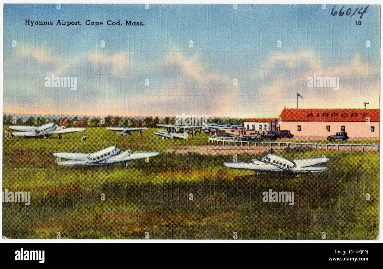 L'aéroport de Hyannis, situé à Cape Cod, Massachusetts, est un aéroport régional desservant des vols intérieurs. C'est un centre de transport clé pour les touristes et les habitants. Banque D'Images