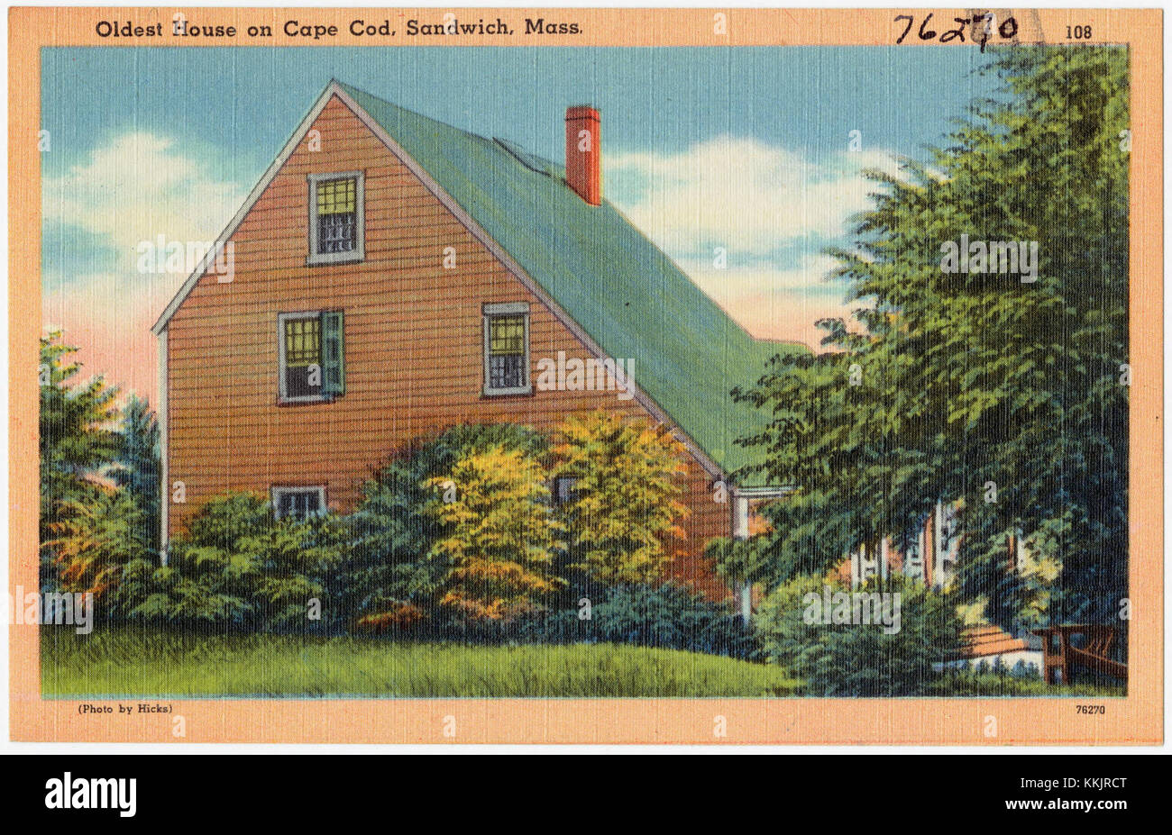 La plus ancienne maison de Cape Cod, située à Sandwich, Massachusetts, est un monument historique datant du début de la période coloniale. Il met en valeur l'architecture et le style de vie des premiers colons de la région. Banque D'Images