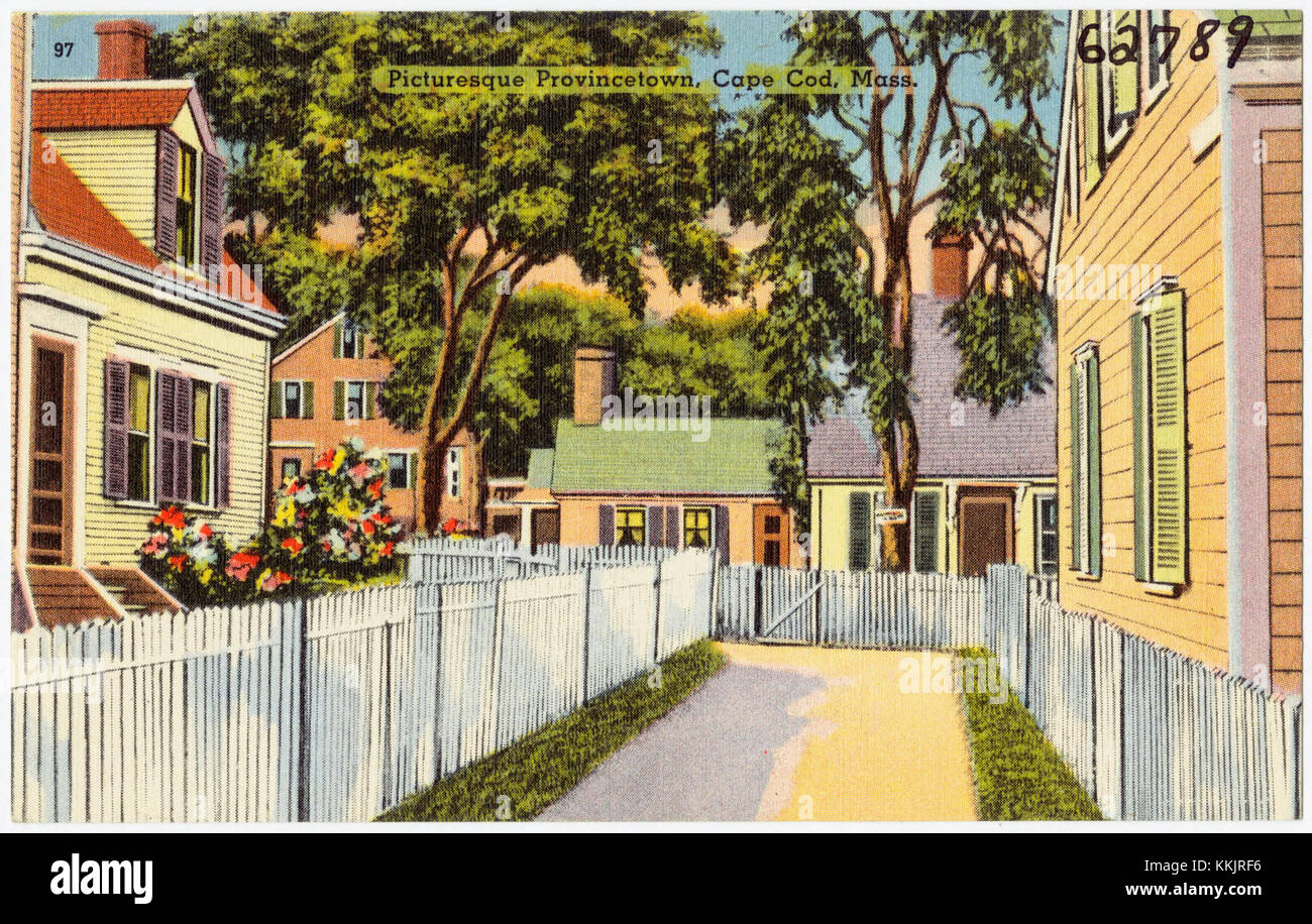 Une vue panoramique de Provincetown, Massachusetts, capturant son charme côtier et sa vie communautaire animée. Banque D'Images