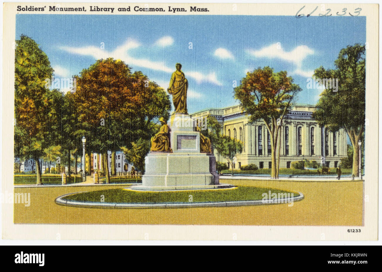 Monument aux soldats, bibliothèque et commune, Lynn, Messe (61233) Banque D'Images