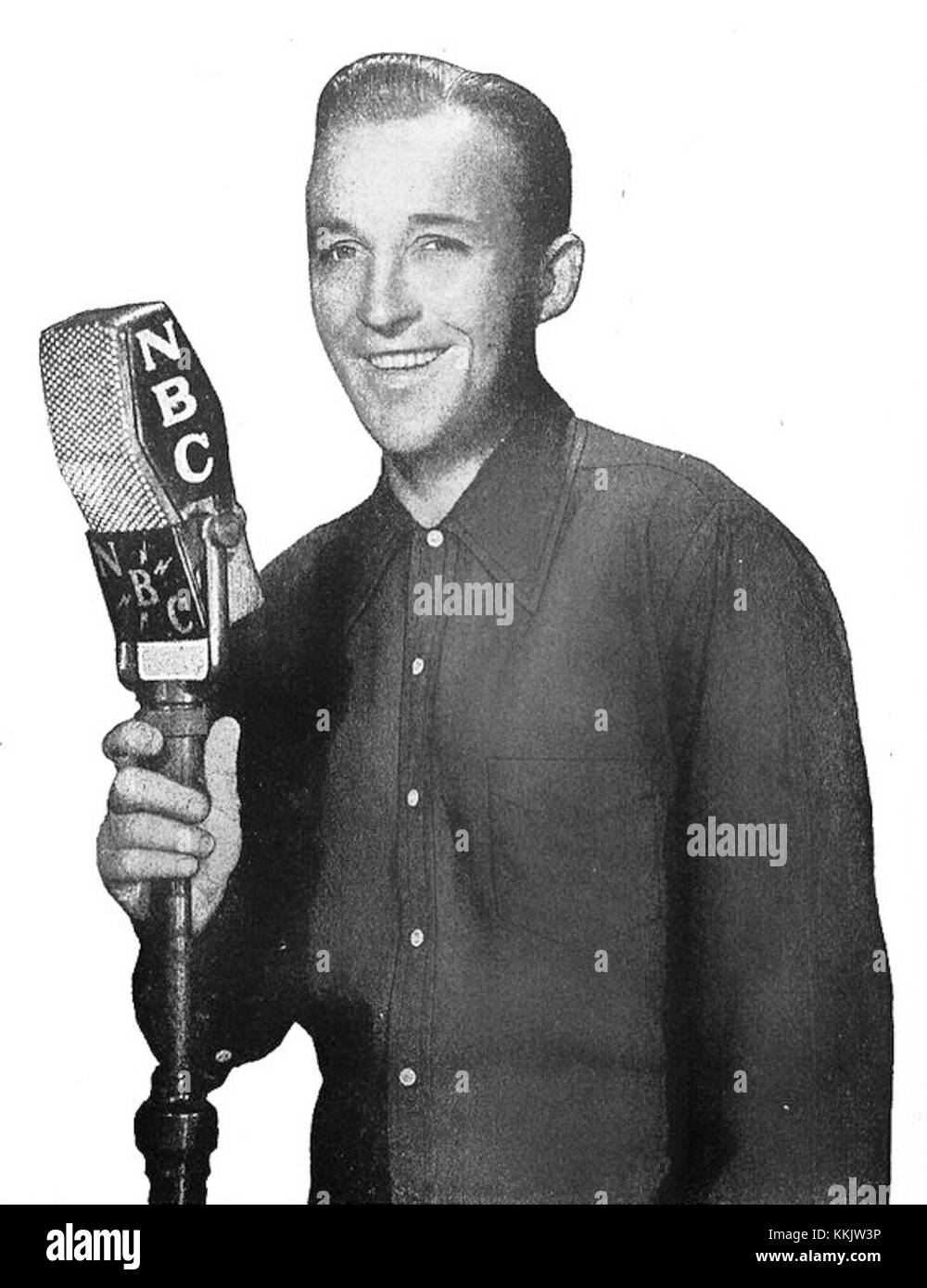 Le panneau d'affichage Bing Crosby présente une publicité pour le célèbre chanteur américain Bing Crosby, reflétant la popularité de sa musique et de son image dans l'industrie du divertissement au cours de sa carrière. Banque D'Images