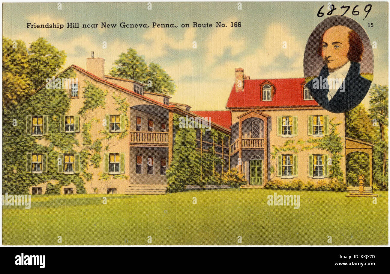 Friendly Hill, situé près de New Geneva, en Pennsylvanie, sur la route no 168, est un site historique. C'était autrefois la maison d'Albert Gallatin, un éminent homme d'État et diplomate américain. Le site sert maintenant de musée et de monument historique. Banque D'Images