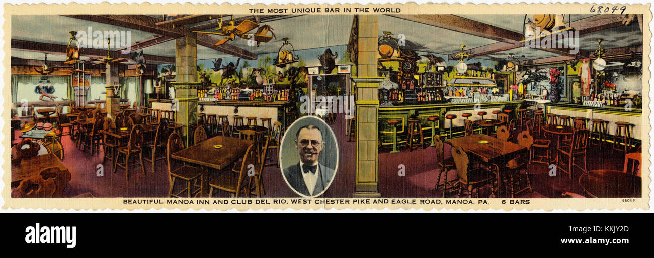 Le Manoa Inn and Club Del Rio, situé à Manoa, en Pennsylvanie, est connu pour son charme unique, offrant une sélection de six bars. Cet établissement est devenu une destination locale emblématique pour la socialisation et le divertissement. Banque D'Images