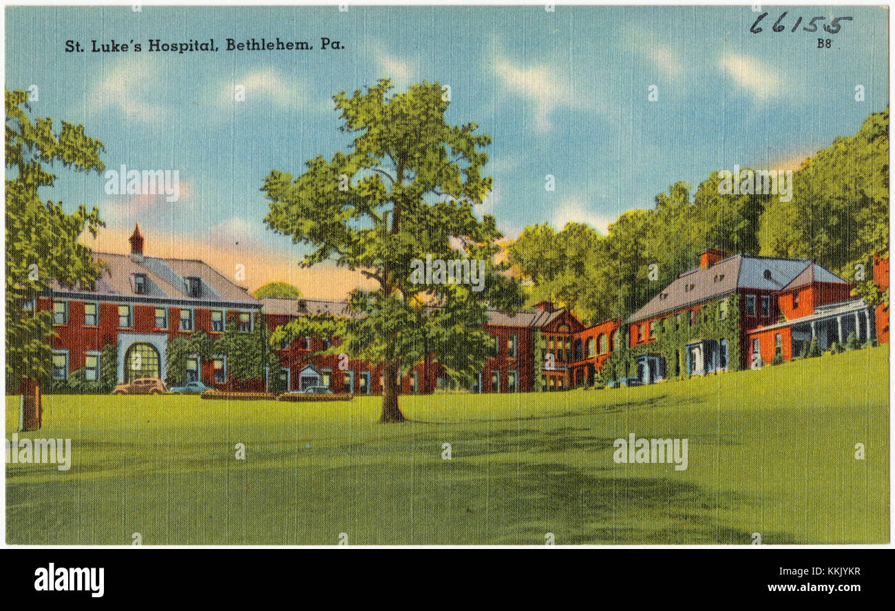 Le Luke's Hospital de Bethléem, en Pennsylvanie, est une institution médicale historique. L'image reflète son architecture et son importance dans la communauté locale en tant que fournisseur de soins de santé majeur. Banque D'Images