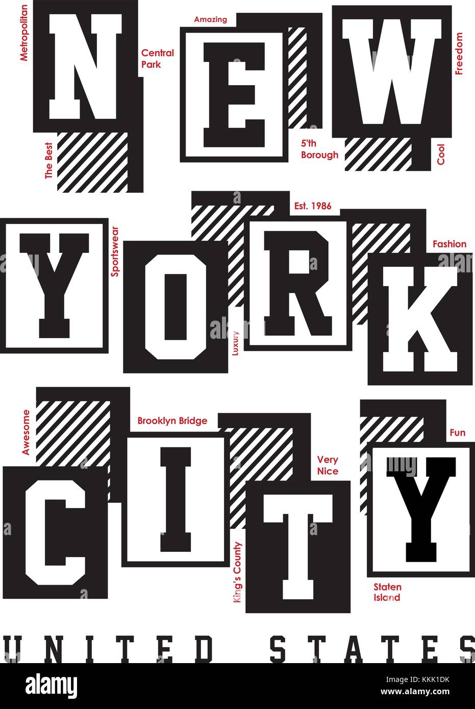 New york City design pour impression sur t-shirts, étiquettes, affiches et itc Illustration de Vecteur