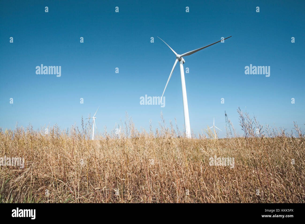 Les moulins à vent en Mongolie Intérieure, province, China Banque D'Images