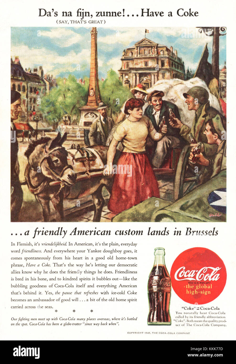 1945 Magazine américain Coca Cola Advert Banque D'Images