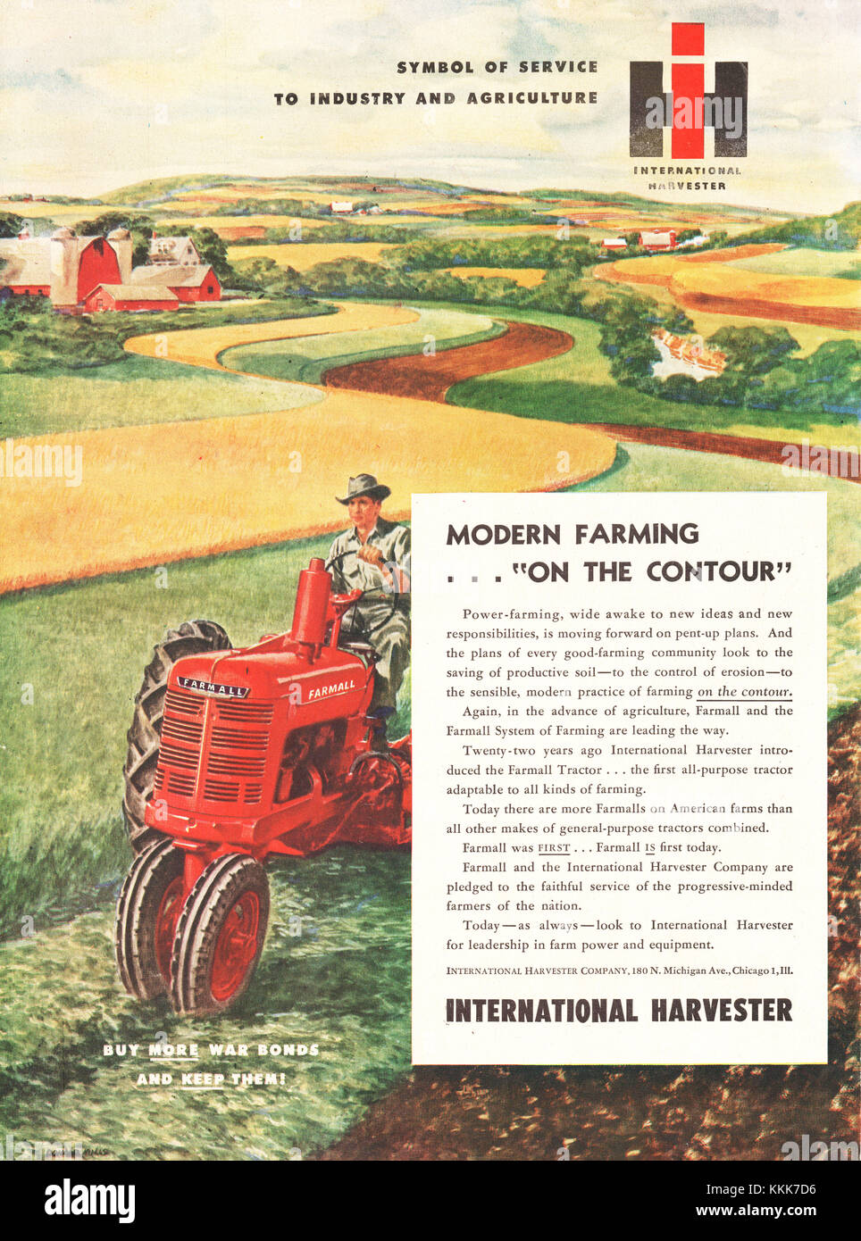 1945 International Harvester Company Magazine américain annonce Banque D'Images