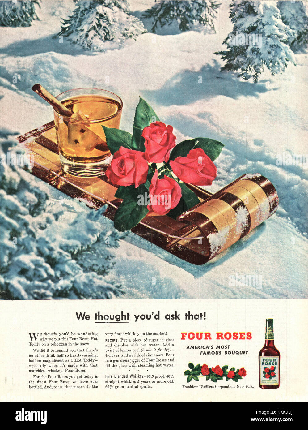 1947 Magazine américain annonce Whisky Four Roses Banque D'Images