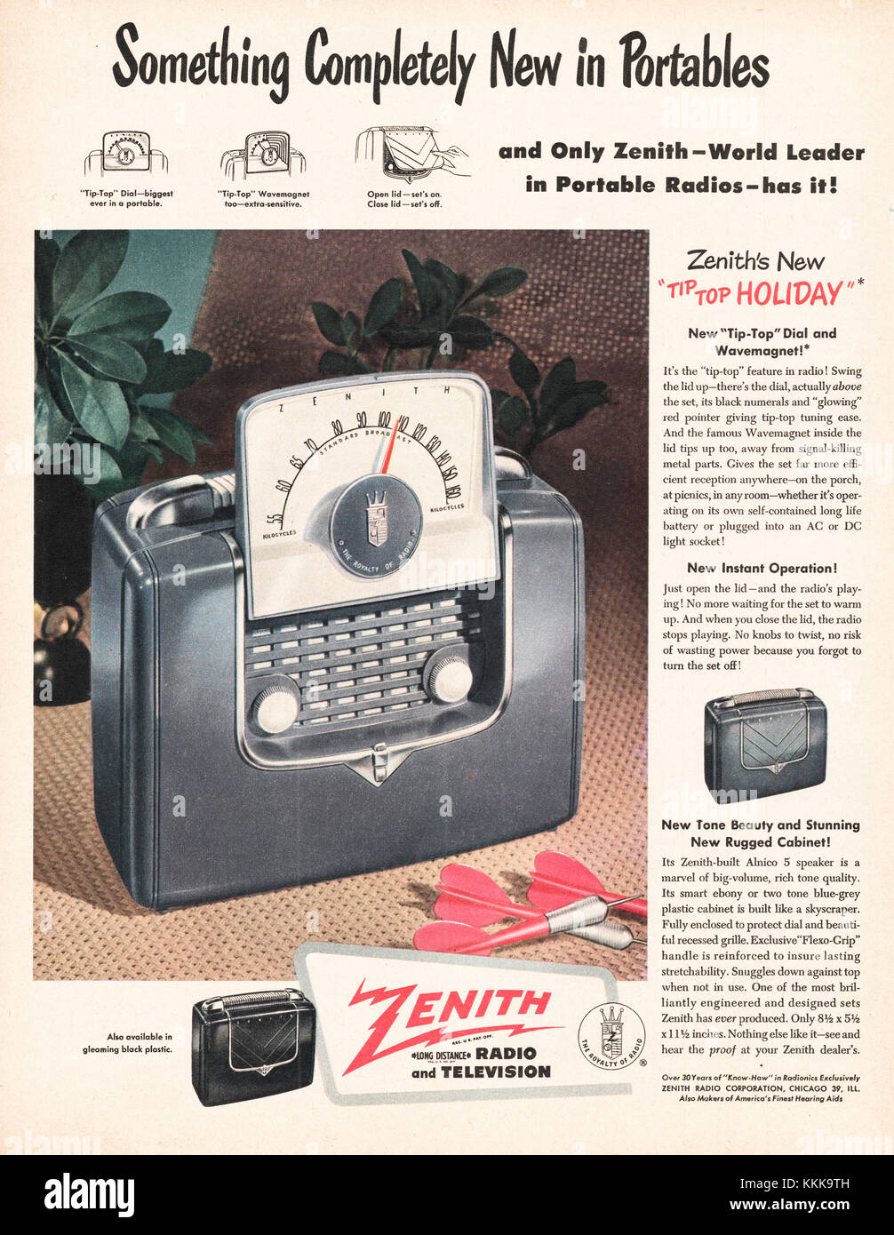 1949 Magazine américain annonce radio Zenith Banque D'Images