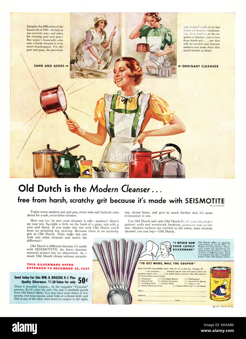1937 Magazine américain Old Dutch Cleanser Annonce Banque D'Images
