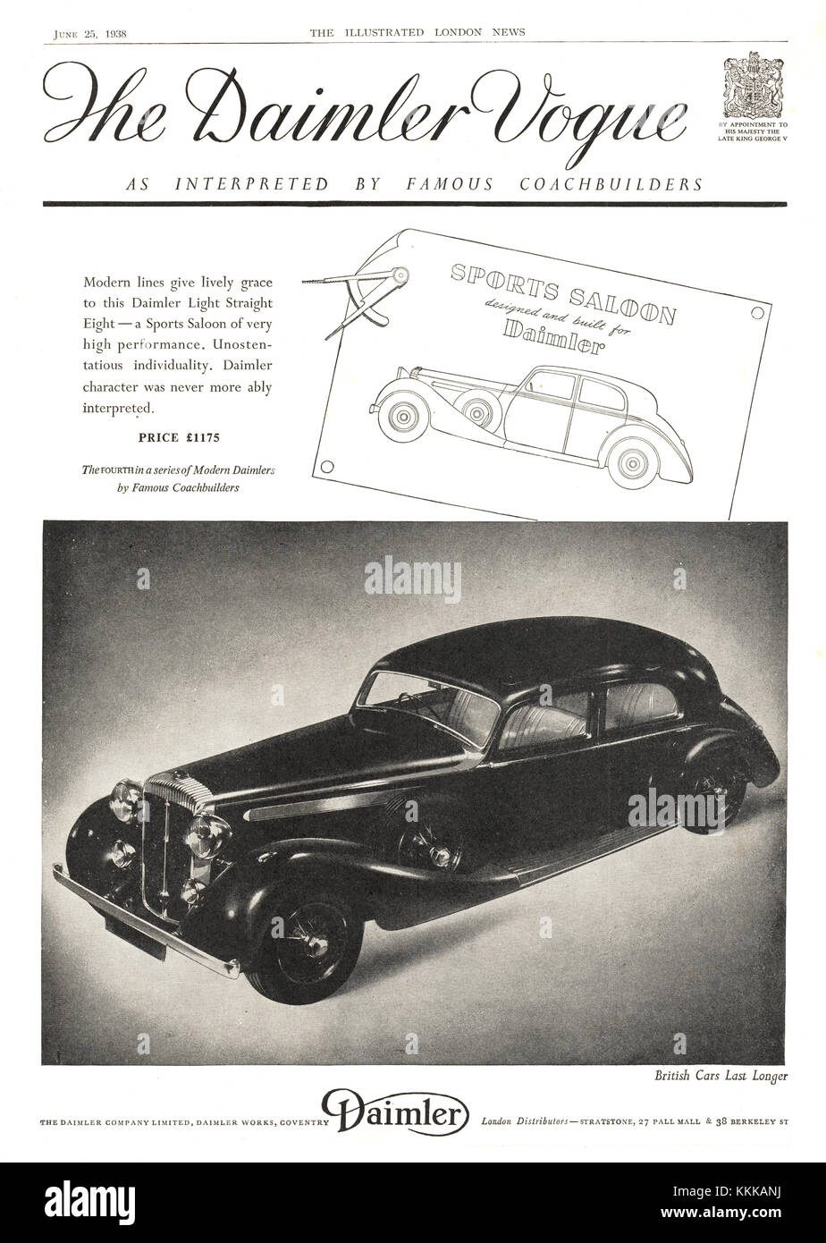1938 Daimler annonce Voiture Magazine UK Banque D'Images