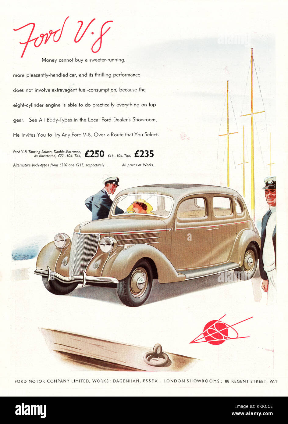 1936 Ford V-8 magazine britannique annonce Voiture Banque D'Images