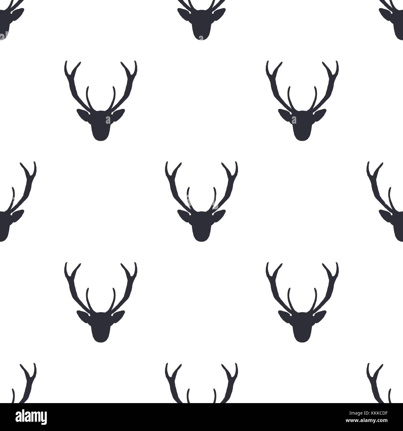 Deer head pattern. animal sauvage de symboles seamless background. cerfs icône. papier peint rétro. stock vector illustration isolé sur fond blanc Illustration de Vecteur
