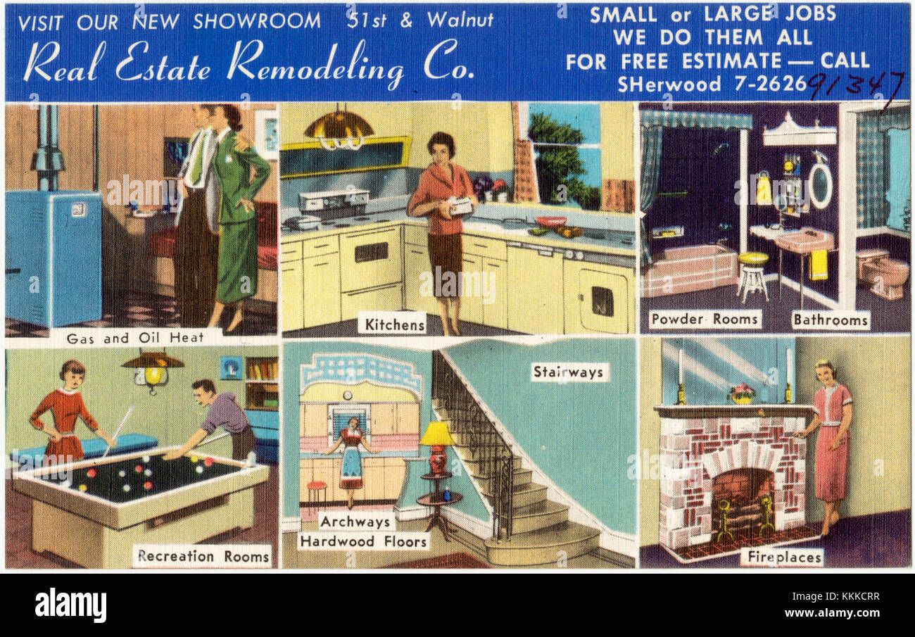 La nouvelle salle d’exposition de Real Estate Remodeling Co, située au 51e et Walnut, offre une large gamme de services et de solutions de remodelage. Il présente des designs et des matériaux innovants visant à transformer les espaces avec un savoir-faire de qualité. Banque D'Images