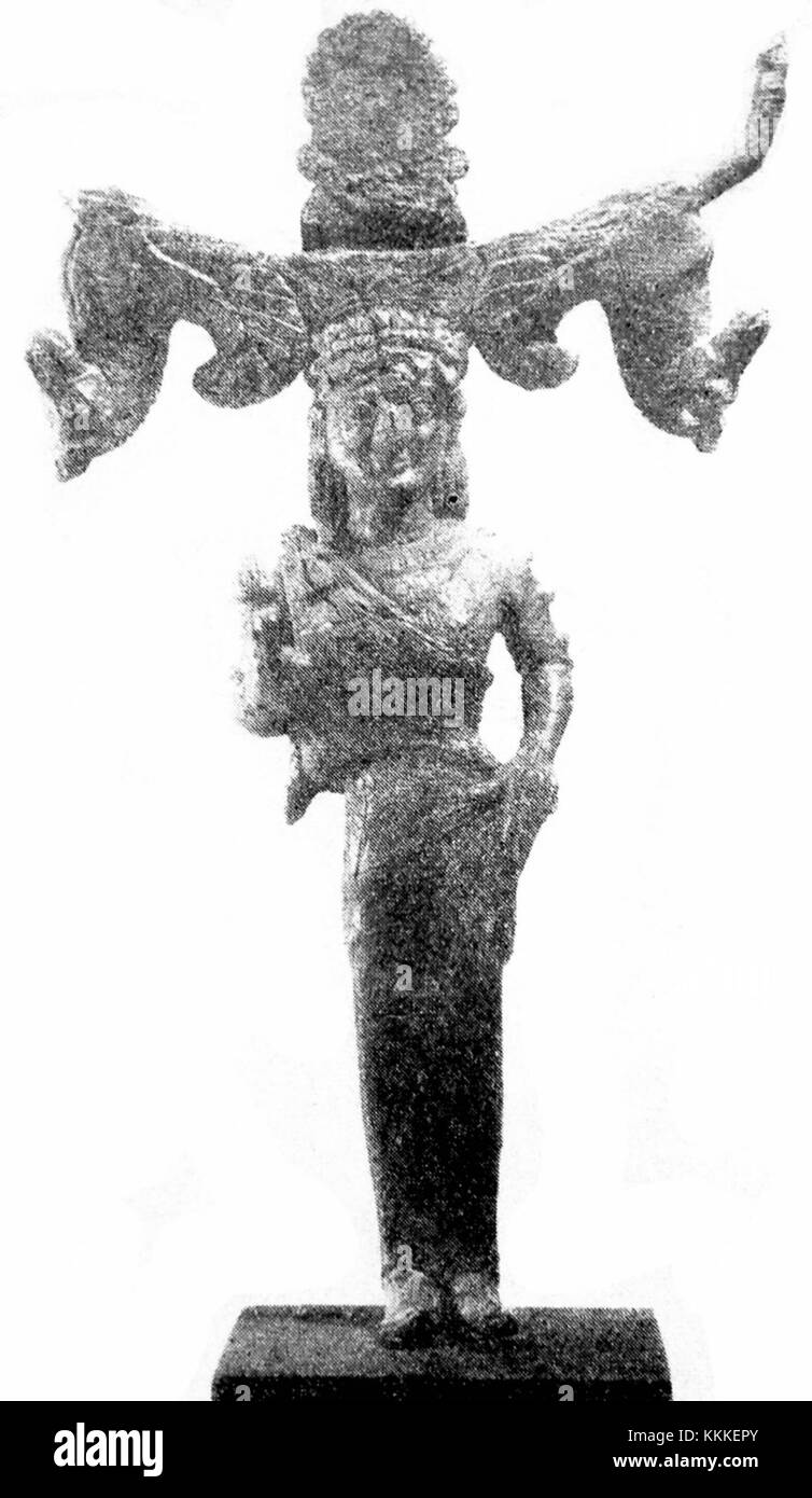 Une poignée de miroir grecque antique de l'île de Samos, exposée au Musée National de Varsovie. L'artefact offre un aperçu des arts décoratifs de la Grèce antique et de la vie quotidienne pendant cette période. Banque D'Images