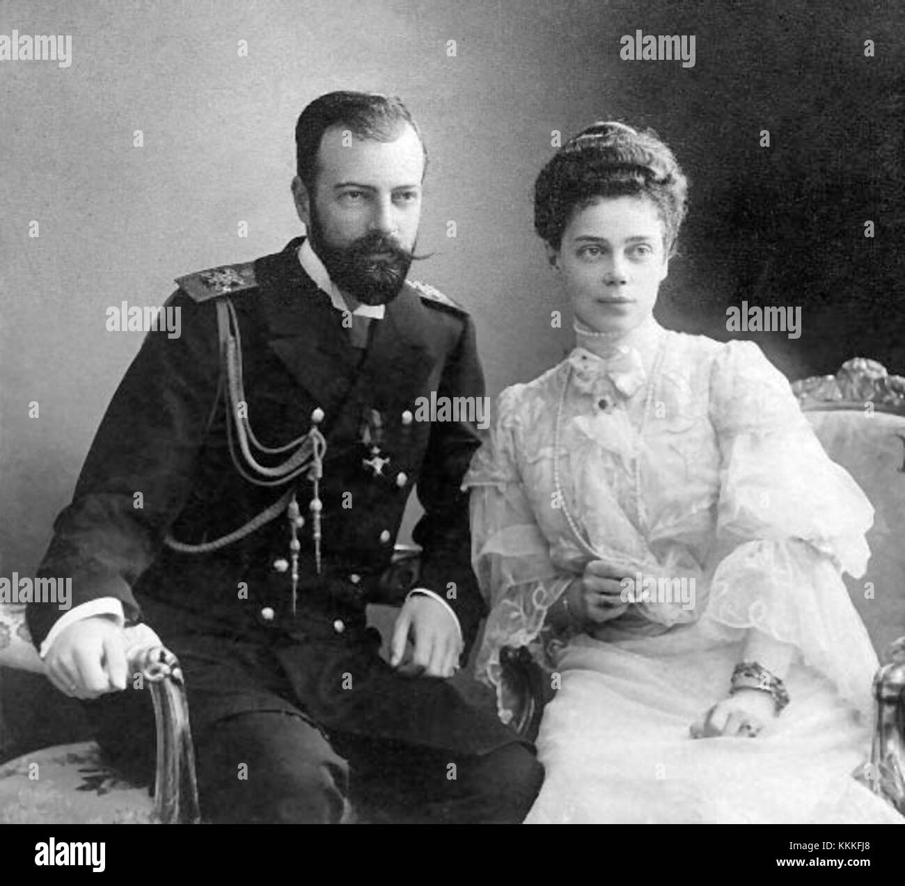 Grand-duc Alexandre Mikhaïlovich de Russie et sa femme Grand La duchesse Xenia Alexandrovna Banque D'Images