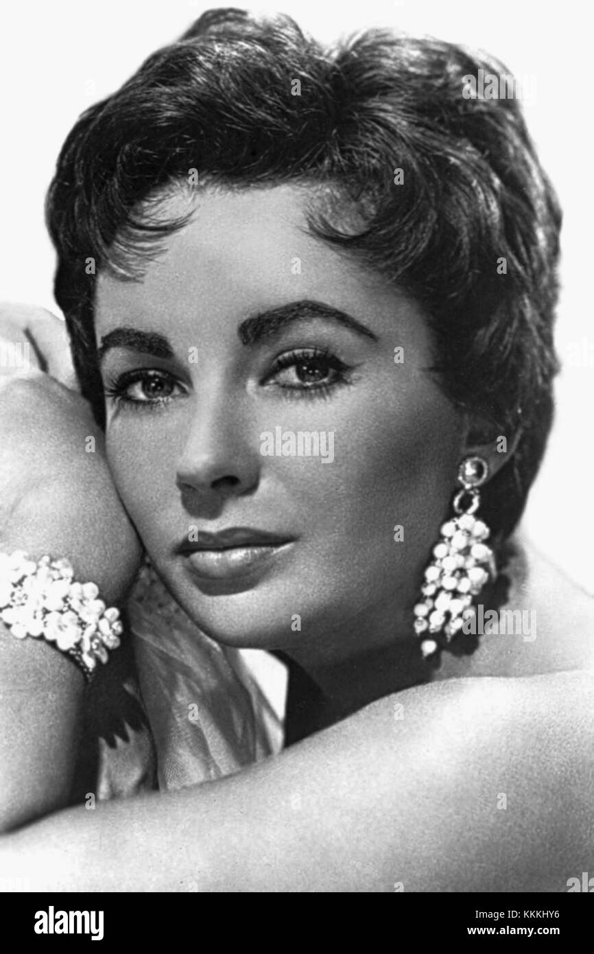 Elizabeth Taylor 1 (courte)2-3 cloneoutbg contraste noir et blanc Banque D'Images