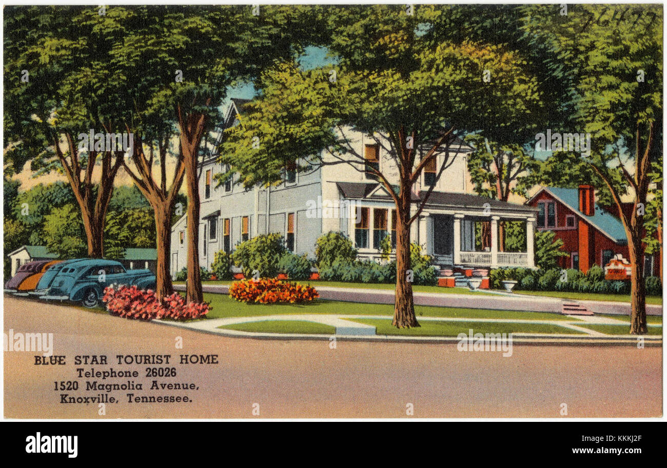 Le Blue Star Tourist Home, situé au 150 Magnolia Avenue à Knoxville, Tennessee, offre un aperçu historique du style d'hébergement de la région. L'établissement est connu pour ses [caractéristiques uniques], servant de point de repère pour les voyageurs pendant [période de temps]. Banque D'Images