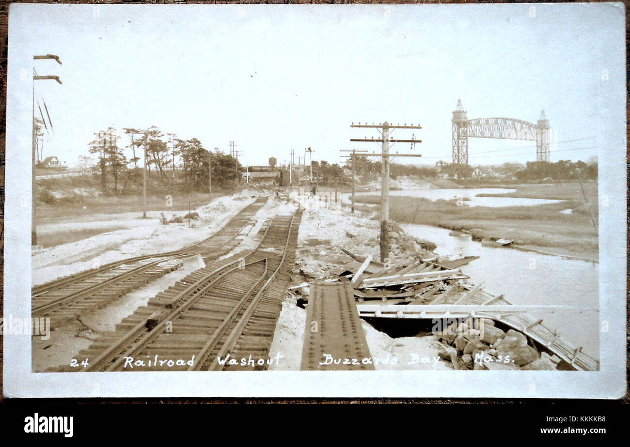 Cape Cod main Line après 1938 carte postale d'ouragan Banque D'Images